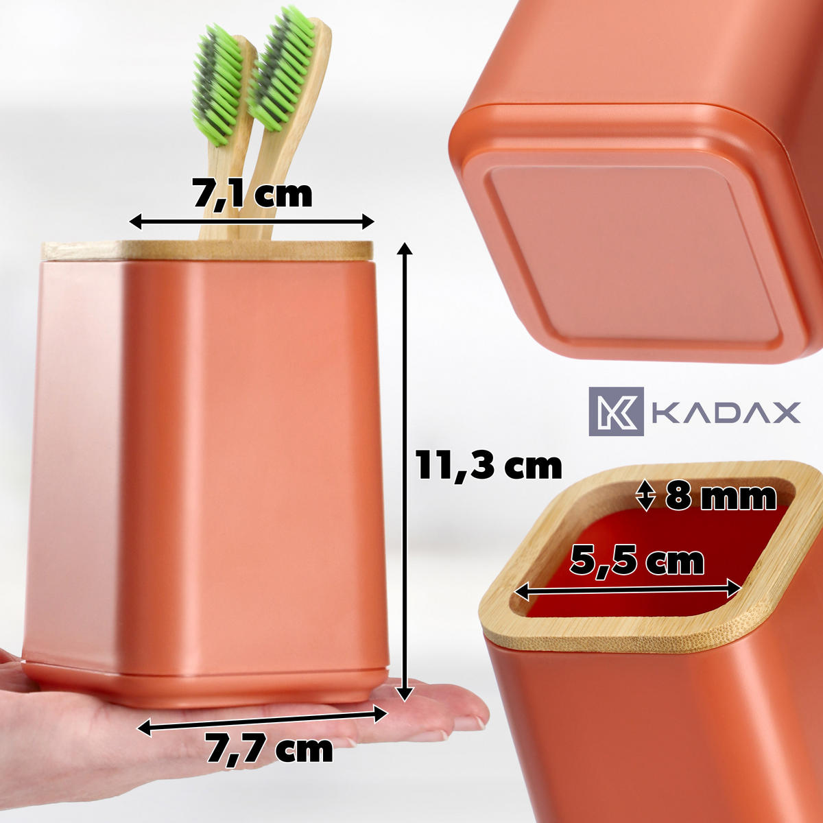 BADEZIMMERBECHER aus Bambus rosa - Rosa, Kunststoff (8/11cm) - KADAX