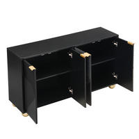 SIDEBOARD 120/35/71,5 cm aus MDF mit 4 gravierten Türen Schwarz - Schwarz, Holzwerkstoff (120/71.5/35cm) - Modenvie