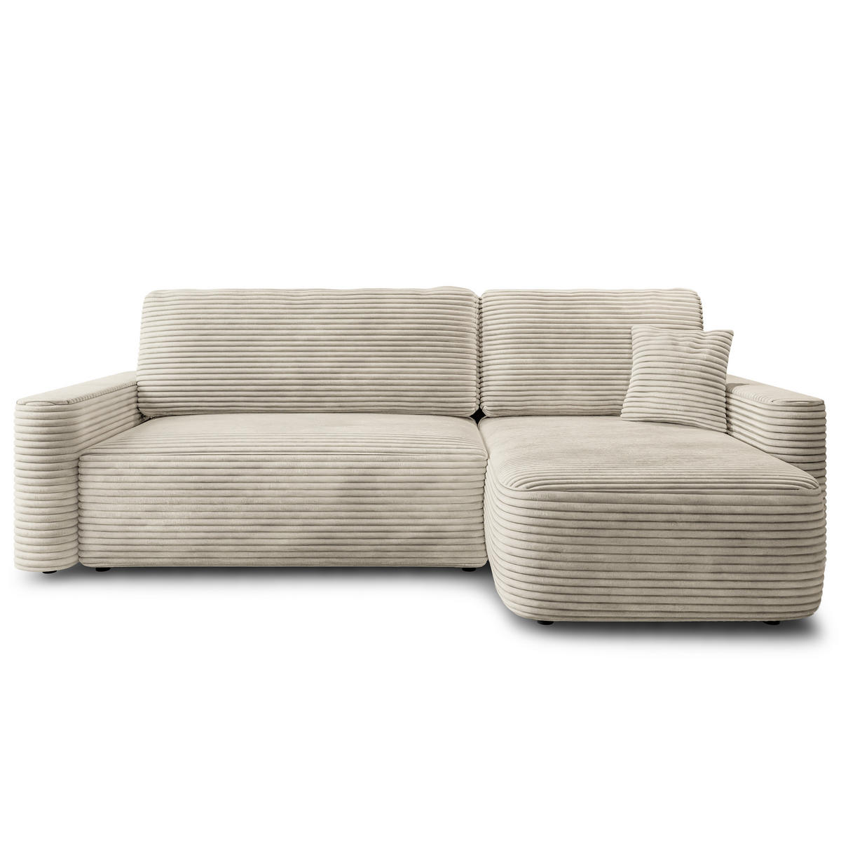 ECKSOFA NERI T Creme Kordstoff mit Schlaffunktion - Creme, Holzwerkstoff/Textil (280/157cm) - MASSENO