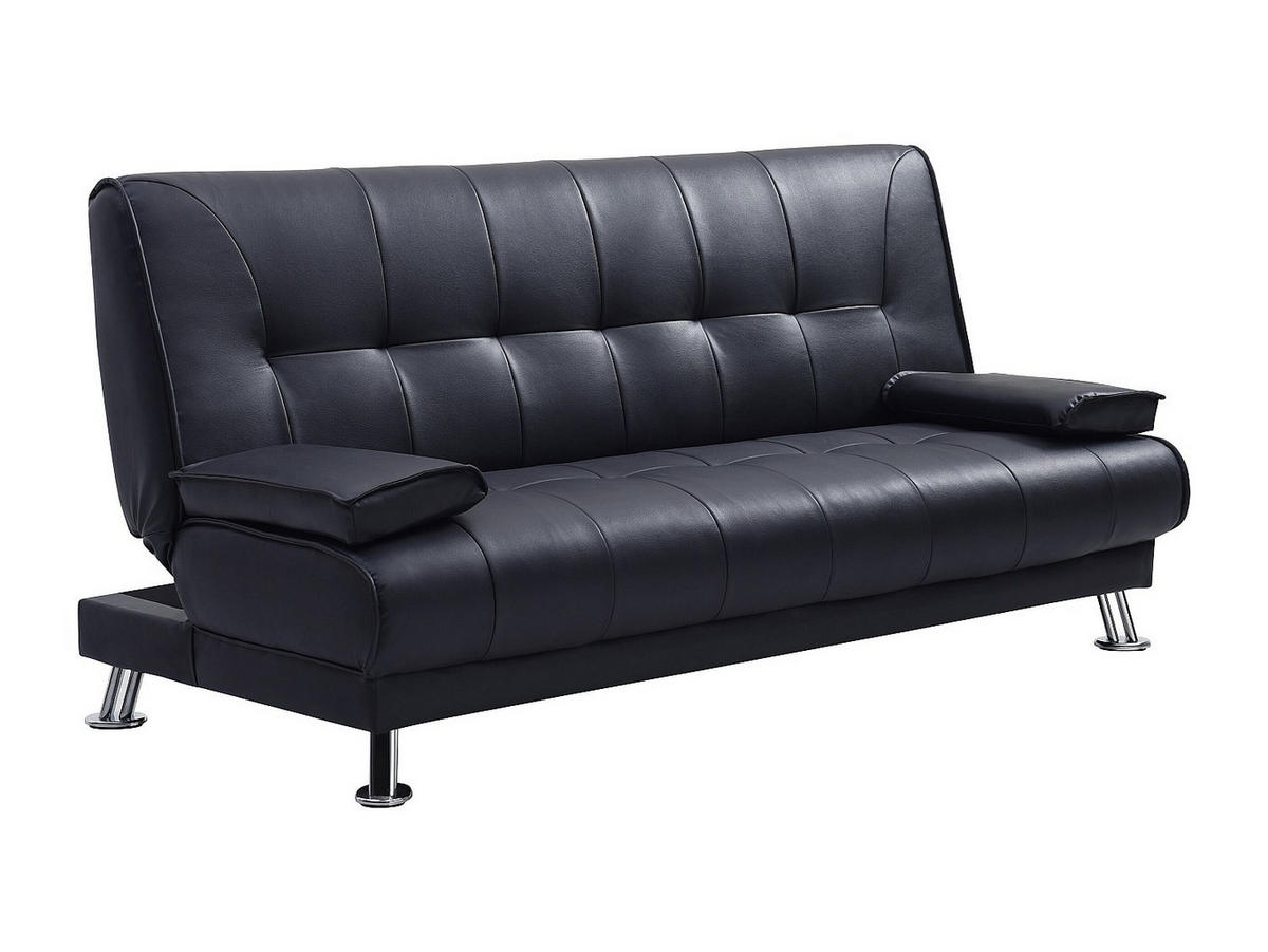 SCHLAFSOFA - 3 Personen - Kunstleder - Schwarz - - Schwarz, Leder (192/91/91cm) - Vente-Unique