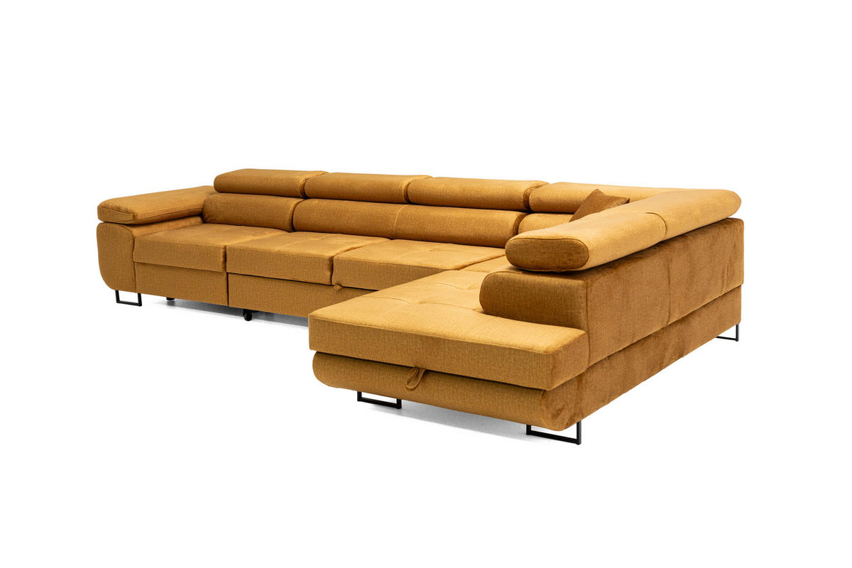 ECKSOFA WILD MAXI Rechts Golden - Chromfarben/Goldfarben, Holz/Textil (203/350cm) - Muffo