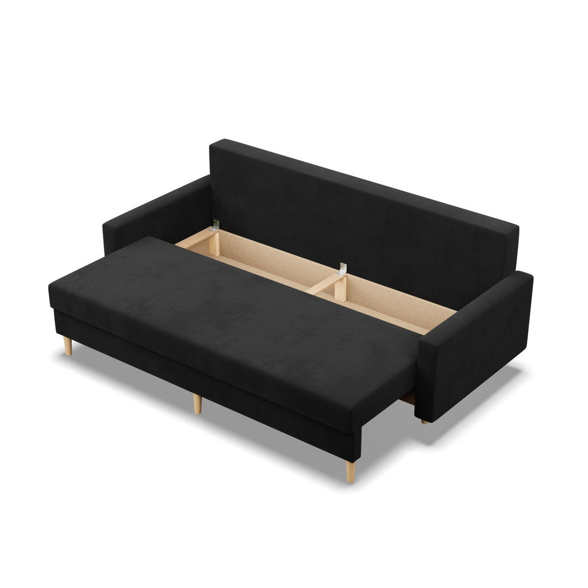 SOFA 3-SITZER MIT SCHLAFFUNKTION BLANK, Schwarz - Schwarz, Textil (212/88/92cm) - Mebligo