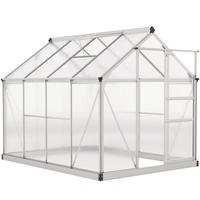 GEWÄCHSHAUS Aluminiumlegierung Polycarbonat Silber - Silberfarben, Metall (252/201/190cm) - Outsunny