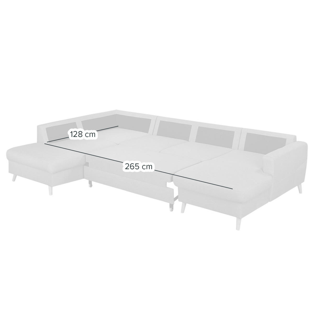 WOHNLANDSCHAFT mit Longchair - Dunkelbraun/Mokka, Textil (290/90/200cm) - home24