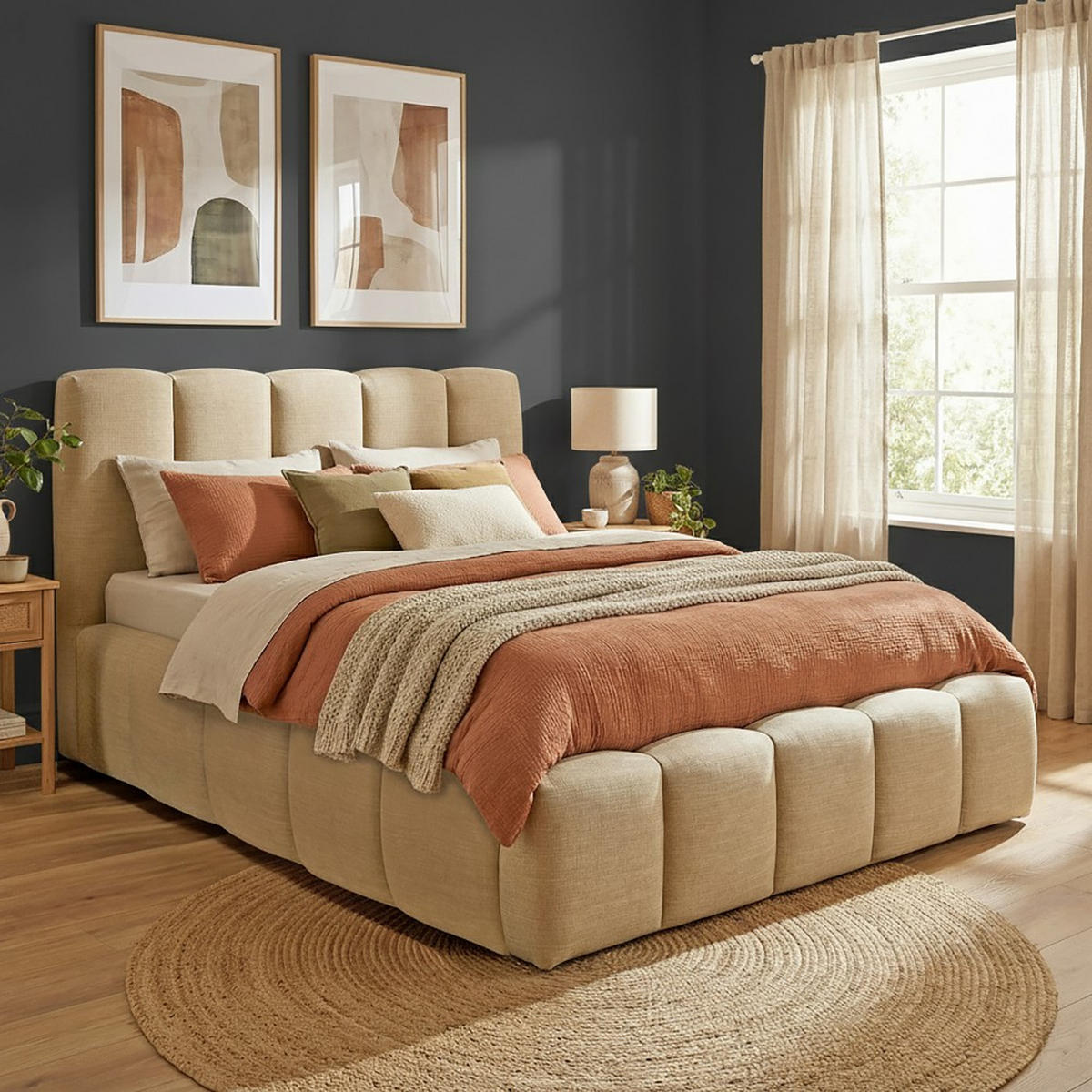 KASTENBETT NEST mit Lattenrost / 140x190 cm - Beige - Beige, Holzwerkstoff (140/190cm) - Weber Industries