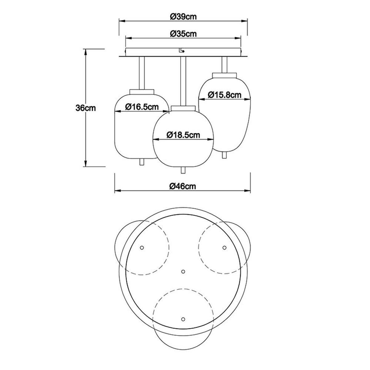 LED DECKENLEUCHTE Metall Silber Opal 3-Flammig - Silberfarben, Glas (46/46/36cm) - Globo Lighting