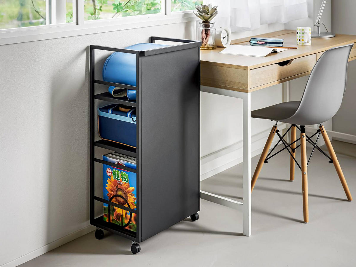 AUFBEWAHRUNGSWAGEN Tower schwarz 42/85/32 cm - Schwarz, Metall (42/85/32cm) - Yamazaki