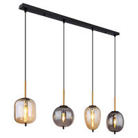 HÄNGELEUCHTE Metall Schwarz Amber-Glas 4-Flammig - Schwarz, Glas (110/18.5/120cm) - Globo Lighting