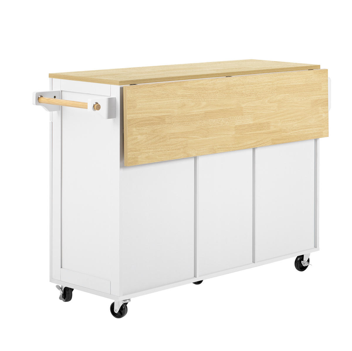 KÜCHENINSEL 140/92/40-70 cm Weiß/Natur aus MDF mit ausziehbarer Arbeitsplatte - Weiß, Holzwerkstoff (40/92/140cm) - OKMYHOME
