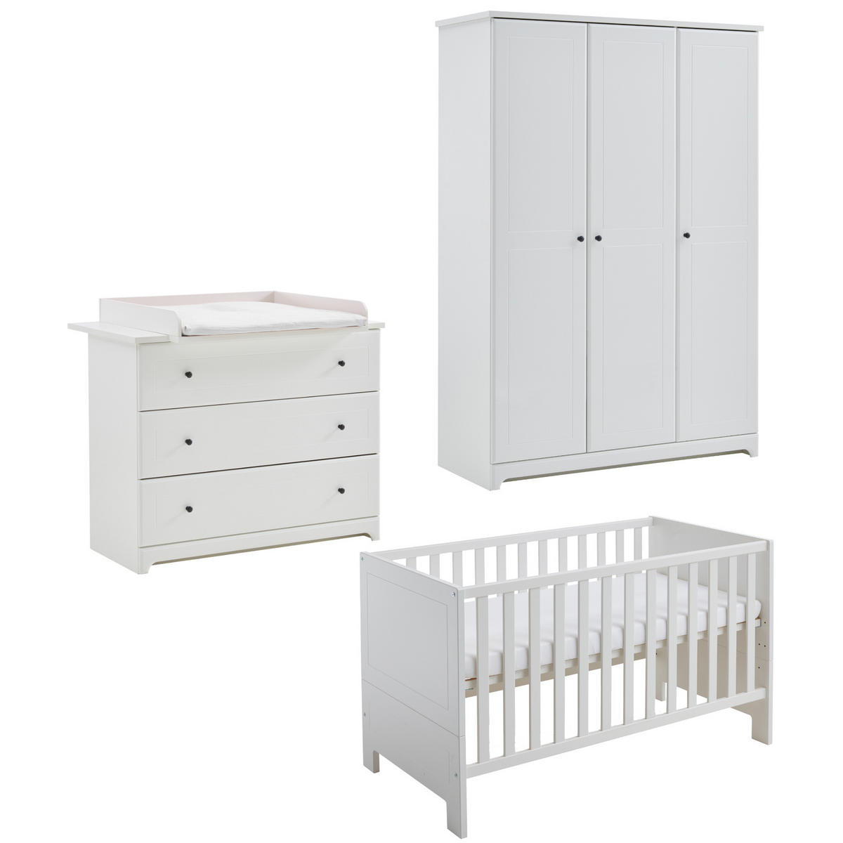 BABYMÖBEL-KOMPLETTSET Thilo 3-tlg. - Schwarz/Weiß, Holzwerkstoff/Metall (200/200/200cm) - arthur berndt