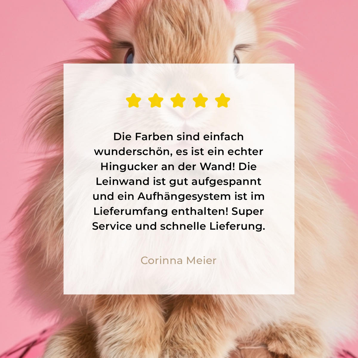 LEINWANDBILD Schleife - Discoball - Kaninchen Wandbilder 80x60 cm - Pink, Textil (80/60cm) - MuchoWow