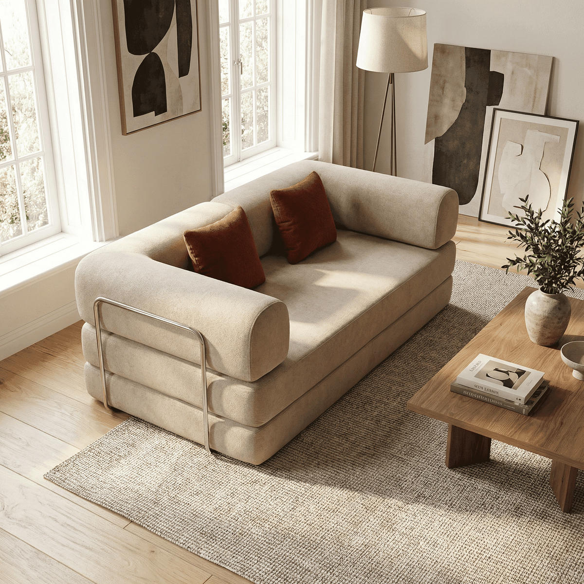 SCHLAFSOFA Kaia Sand Braun - Sandfarben, Textil (180/70/100cm) - COCO Living