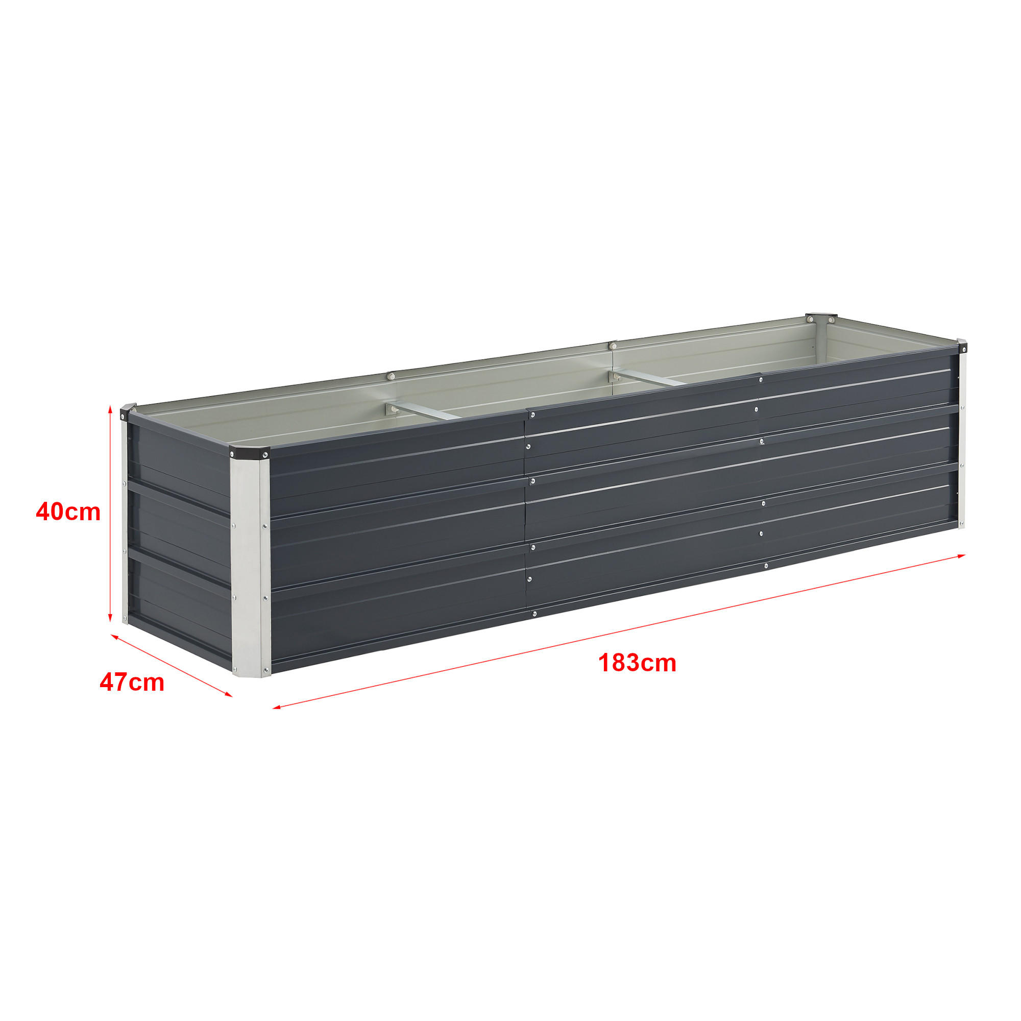 PFLANZBEET Nijmegen - Anthrazit, Metall (183/40/47cm) - [en.casa]