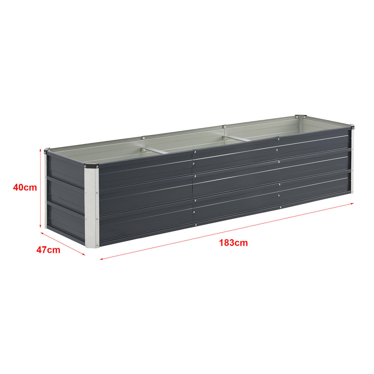 PFLANZBEET Nijmegen - Anthrazit, Metall (183/40/47cm) - [en.casa]