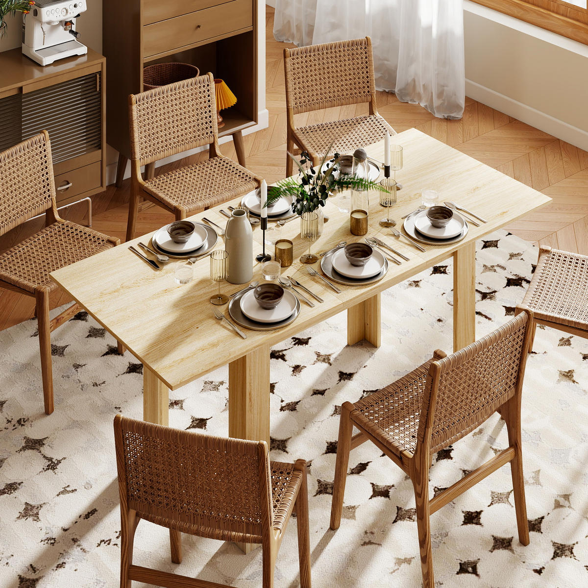 AUSZIEHTISCH Eichefarben Ausziehbar 140-180/80/75 cm - Naturfarben, Holz (80/180/75cm) - PANGIVO