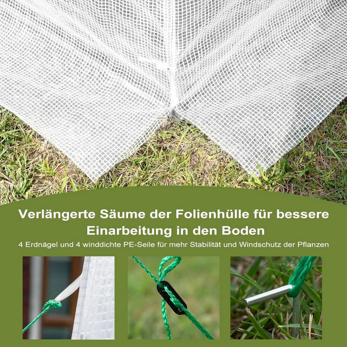GEWÄCHSHAUS Winterfest, 300x200x200 cm, Weiß - Weiß, Textil/Metall (200/200/300cm) - Woltu
