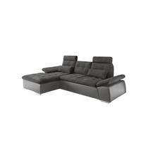 ECKSOFA mit Schlaffunktion und verstellbaren Armlehnen - Chromfarben/Dunkelgrau, Kunststoff/Textil (268/170cm) - ed exciting design
