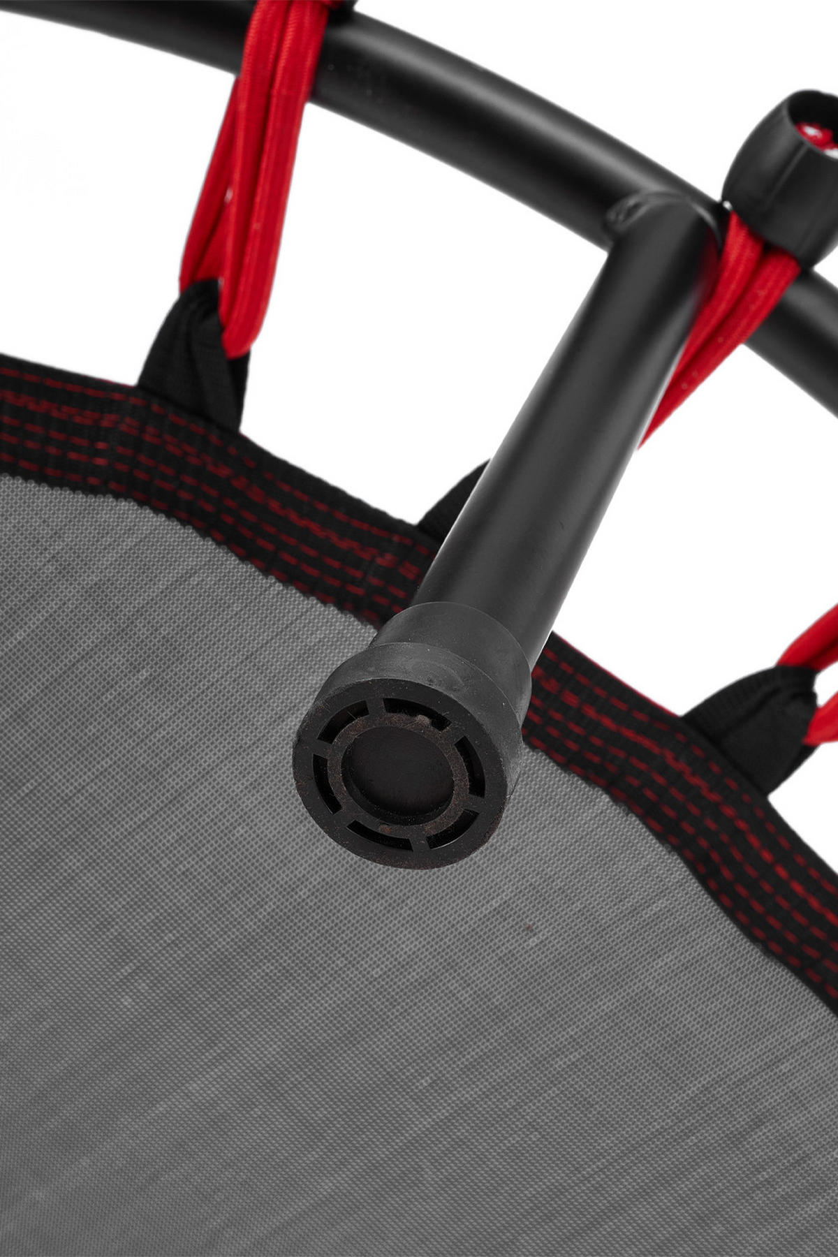40-ZOLL-RUNDTRAMPOLIN mit Gummiseilen aus Stahl, Oxford-Gewebe, Gummiseile in Schwarz Rot Langlebig und sicher Stabil und leise 25 x 101 x 101cm - Schwarz, Metall (101/101cm) - Livingandhome