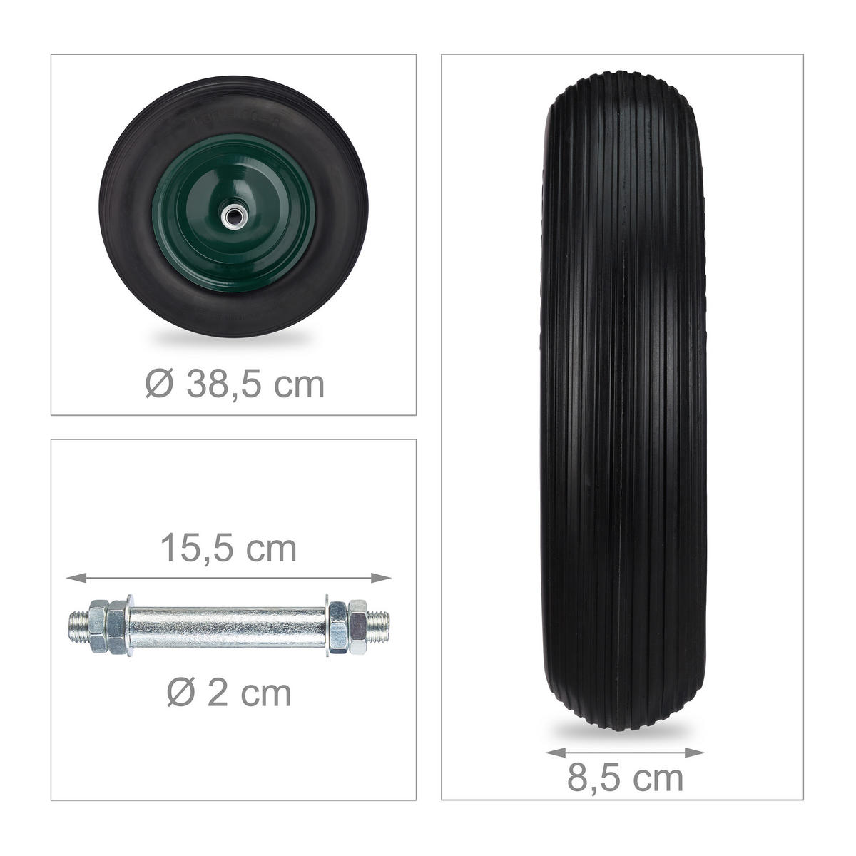 SCHUBKARRENRAD - Multicolor, Kunststoff/Metall (38.5/8.5/38.5cm) - Relaxdays