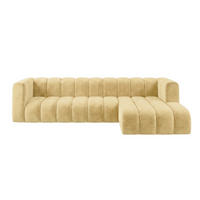 ECKSOFA Modulares In L-Form, Velvet-Stoff Riviera, Buttergelb, Rechts, GRAND 318 cm - Hellgelb, Holz (318/179cm) - Kaiser Möbel