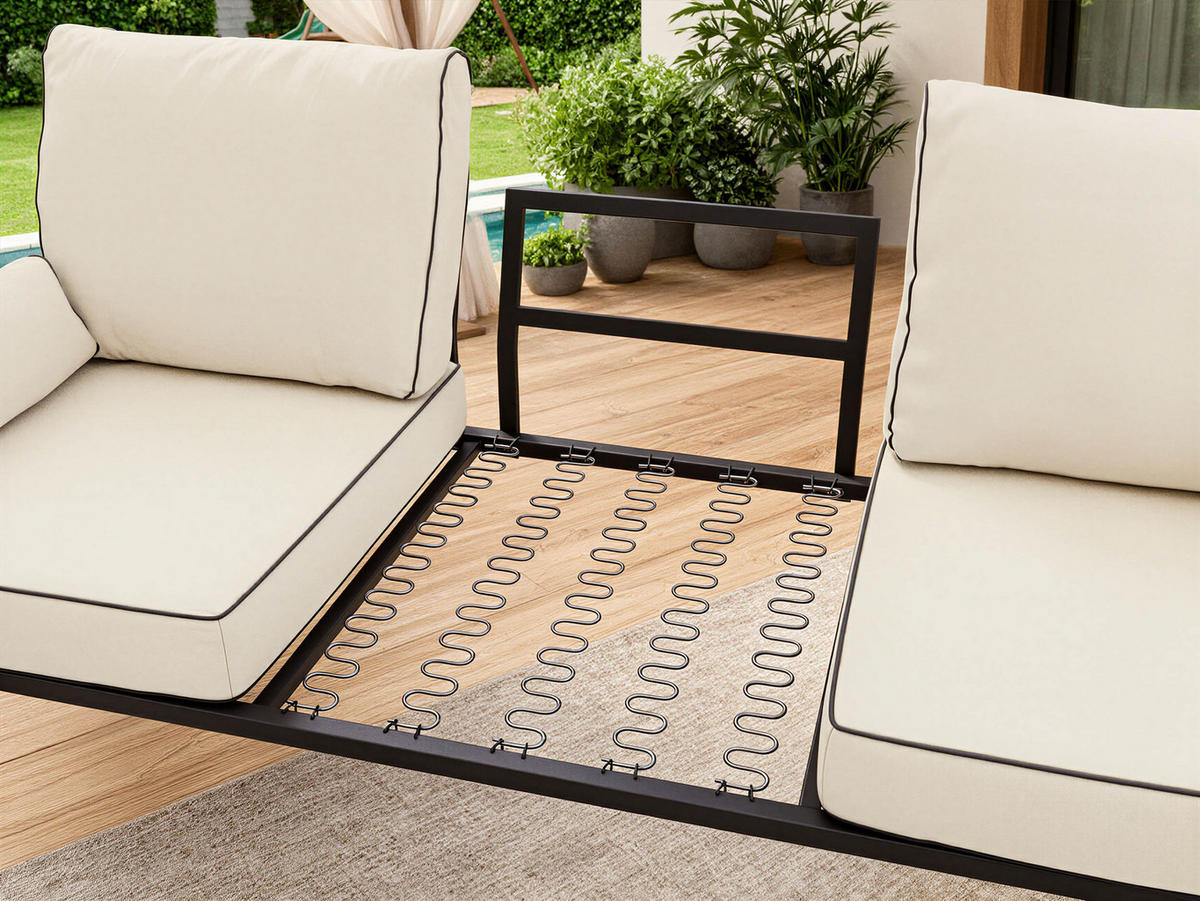 GARTENMÖBEL-SET ELBA: 1x Tisch, 2x Sofa, 1x Sessel - Beige - Beige, Textil - MKS