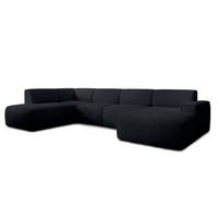 WOHNLANDSCHAFT Didim Schwarz 378/220/78 cm – großes Sofa stilvoll & bequem L - Schwarz, Kunststoff/Textil (220/78/378cm) - AX Living