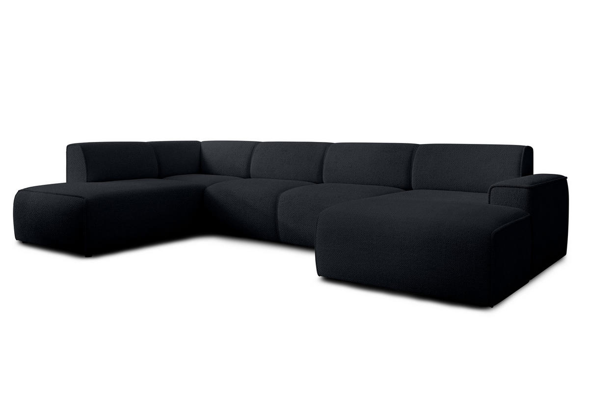 WOHNLANDSCHAFT Didim Schwarz 378/220/78 cm – großes Sofa stilvoll & bequem L - Schwarz, Kunststoff/Textil (220/78/378cm) - AX Living