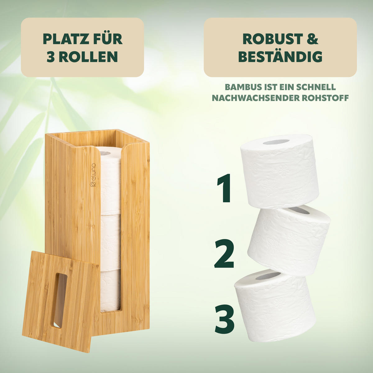 TOILETTENPAPIERAUFBEWAHRUNG, Bambus, eckig - Braun, Holz (14.5/34/14.5cm) - eluno