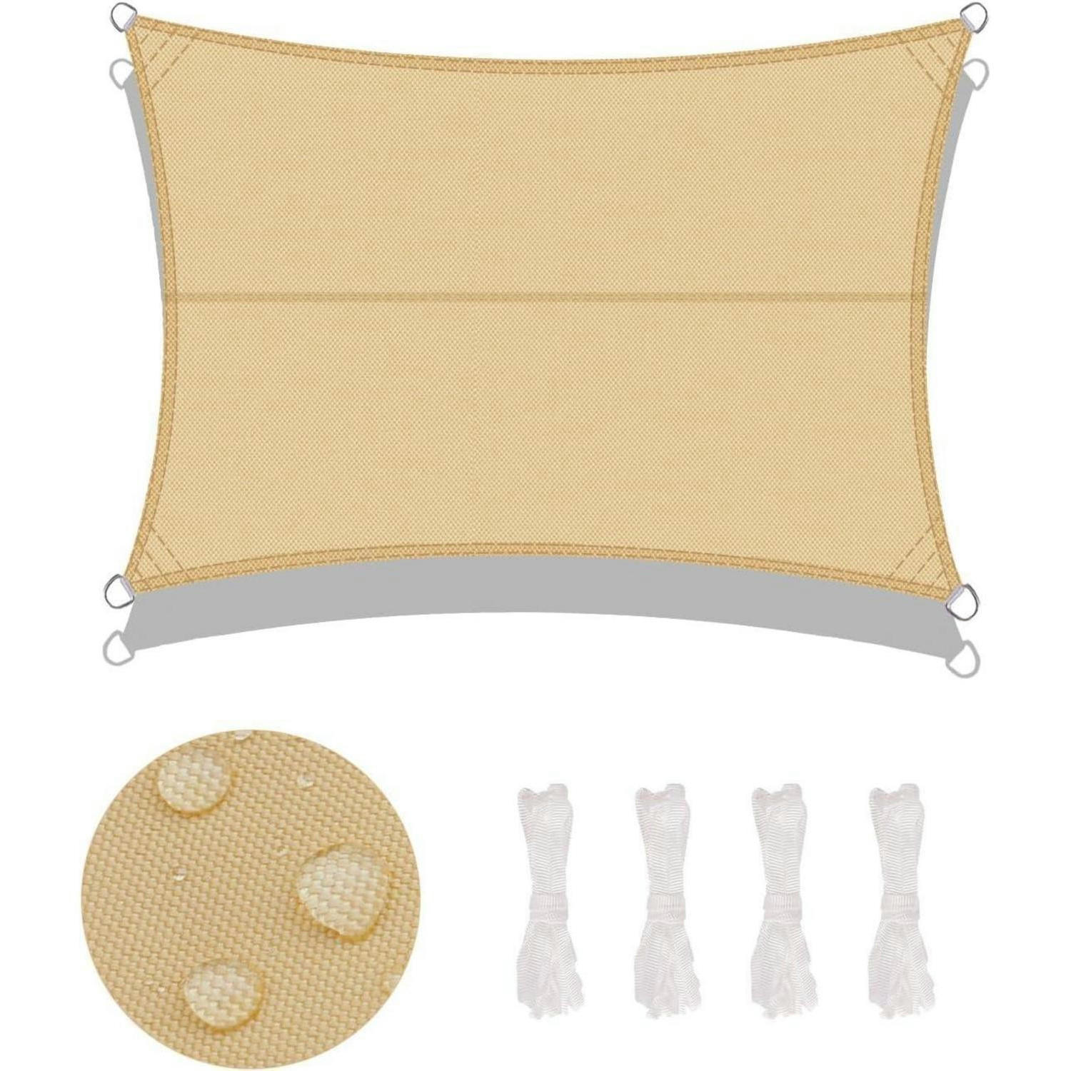 SONNENSEGEL 4 x 5 m Sandbeige Wasserdicht PES Polyester - Sandfarben, Textil (20/35cm)