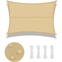SONNENSEGEL 4 x 5 m Sandbeige Wasserdicht PES Polyester - Sandfarben, Textil (20/35cm)
