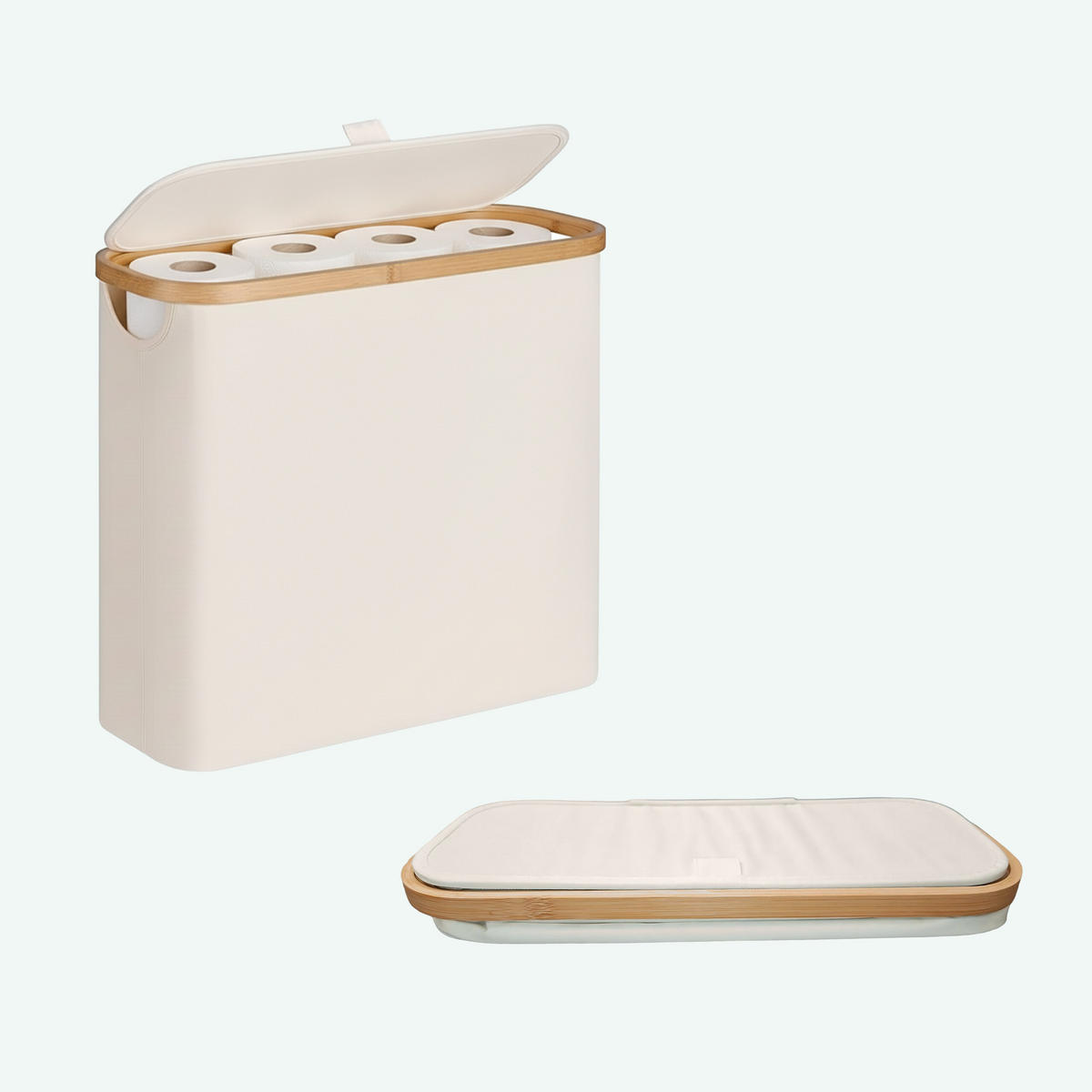 TOILETTENPAPIER-AUFBEWAHRUNG - Beige, Holz/Textil (43/38/17cm) - Relaxdays