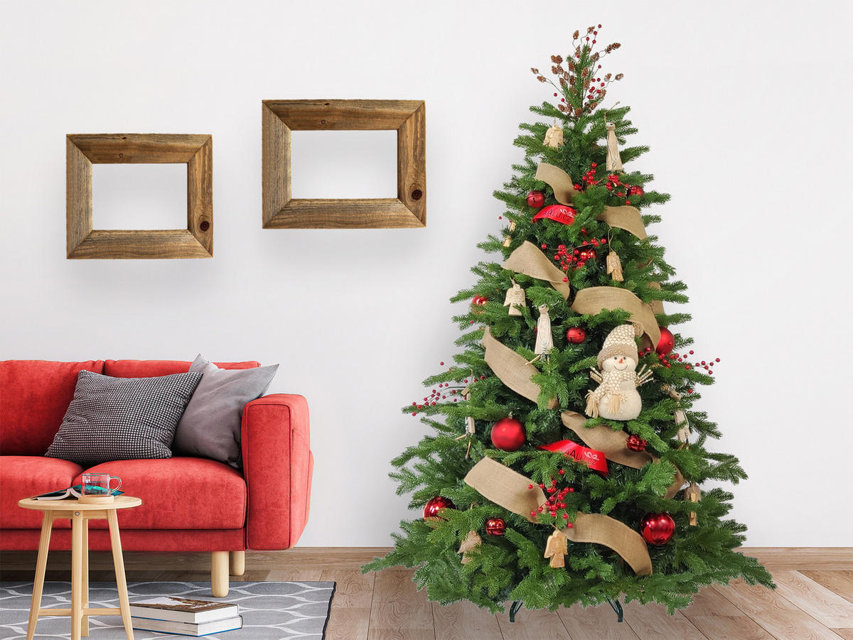 LAALU CHRISTBAUMKUGEL-SET 105 Stück in Luxusbox SECRET OF THE FOREST für Weihnachtsbäume 240-270 cm - Rot/Braun, Kunststoff/Textil (55/50/75cm) - LAALU