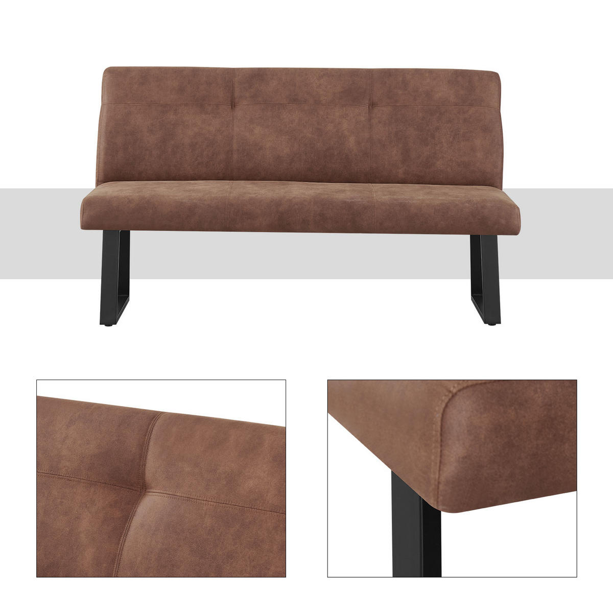 SITZBANK JOY - Braun, Metall (160/89/65cm) - DUBI Möbel