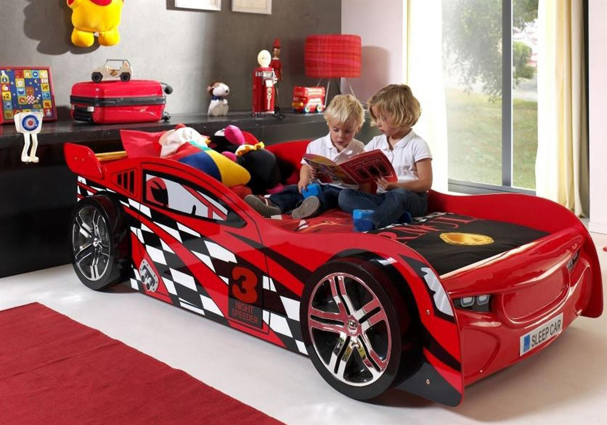 AUTOBETT Kalitina 229x60x111 aus MDF in Rot - Rot, Holzwerkstoff (90/200cm) - 58aufmkessel