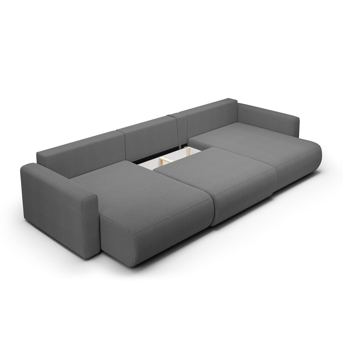 PANORAMASOFA Evy 4 Sitzplätze Grau - Grau, Holz (340/82/149cm) - Petits-meubles