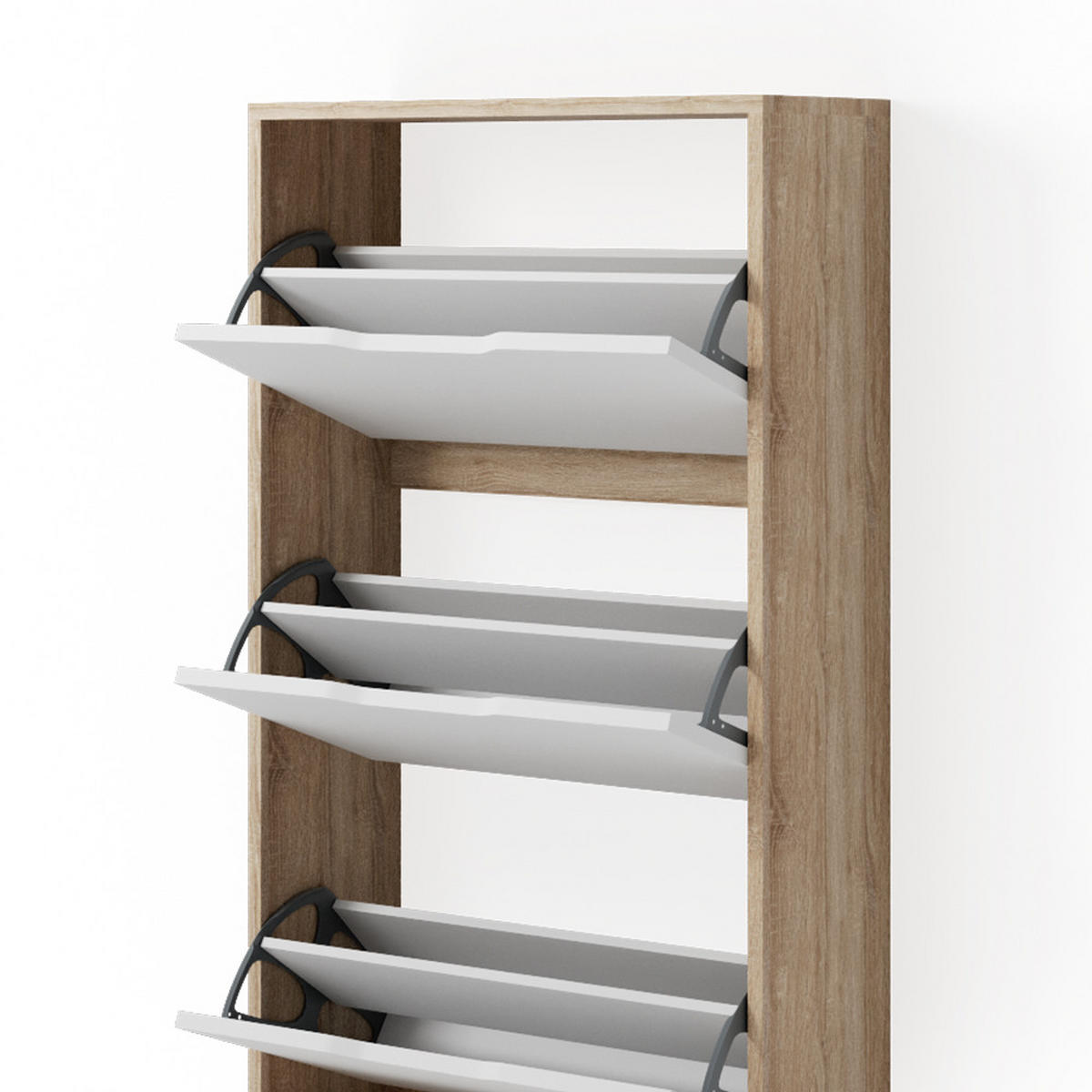 SCHUHKIPPER Luca Weiß/Sonoma 59 x 105 cm 3 Fächer - Sonoma Eiche, Holzwerkstoff (59/105/22cm) - Vicco