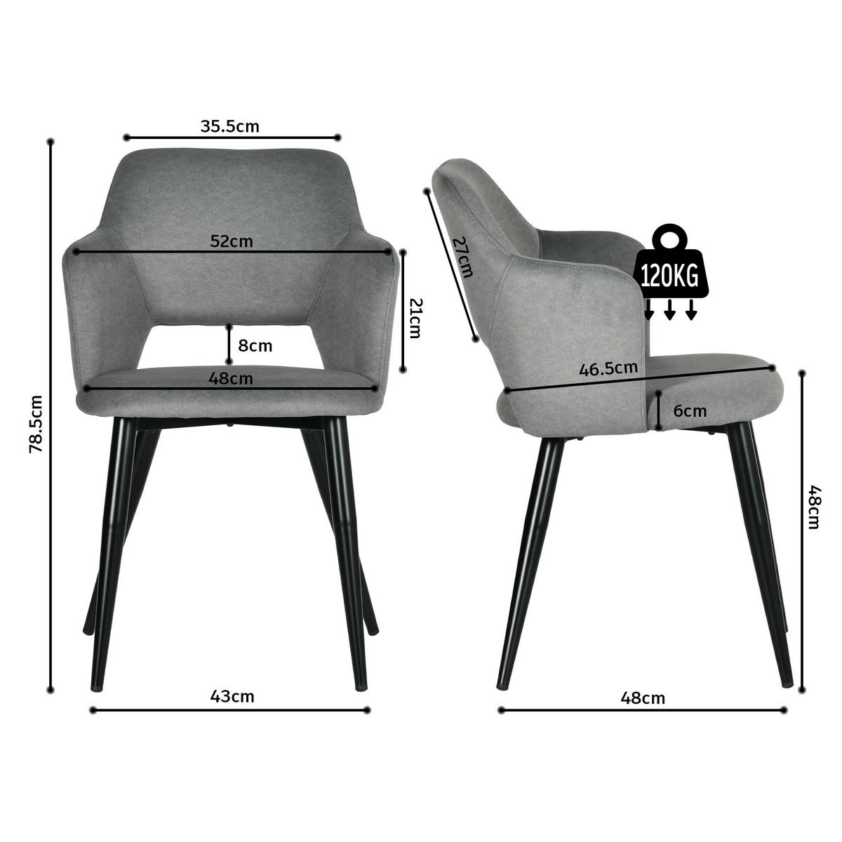 ESSZIMMERSTUHL 4er Set Haustierfreundlich in Grau - Grau, Textil (63/53/55cm) - Meubles Cosy