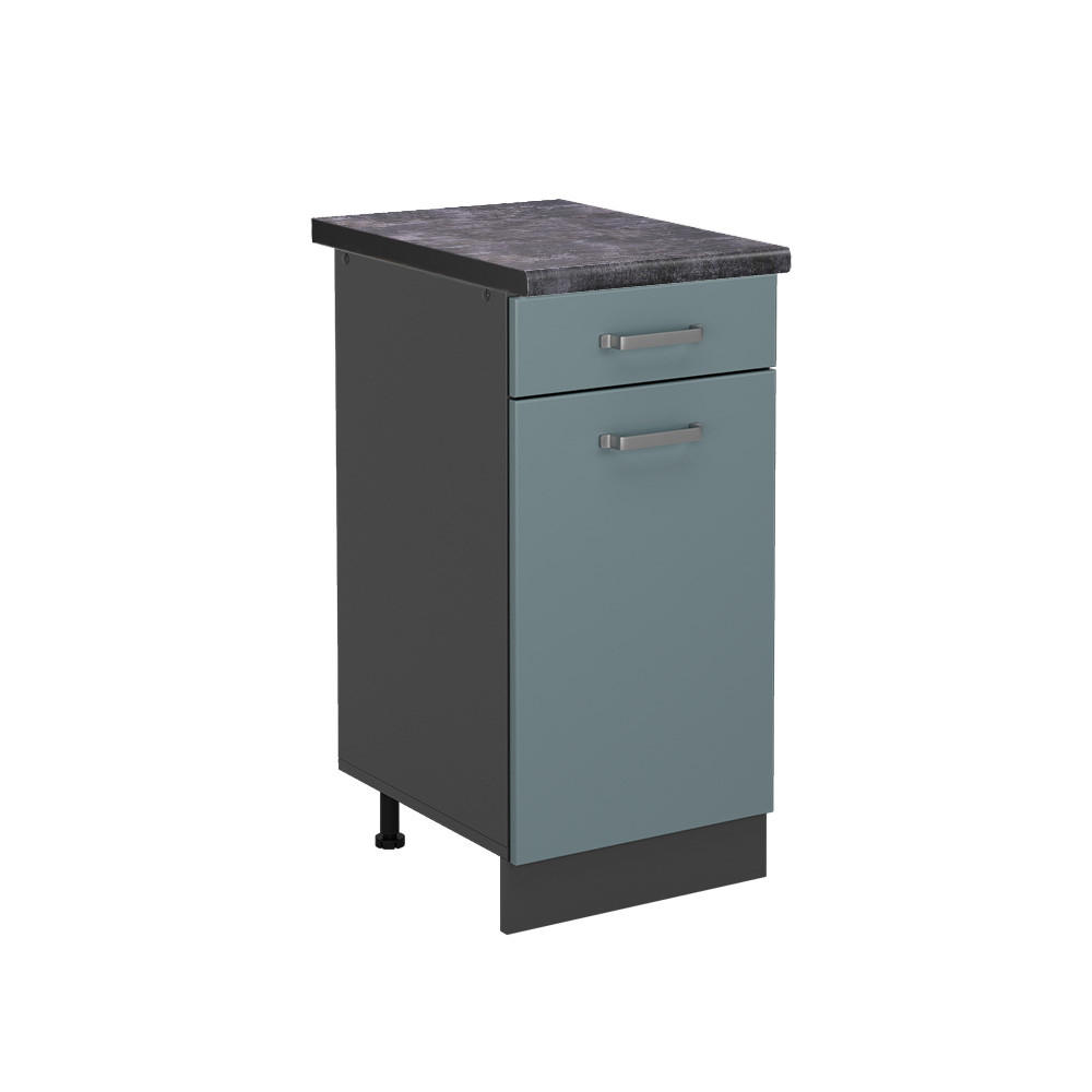 KÜCHENUNTERSCHRANK R-Line Blau-Grau 40 cm, AP Anthrazit - Anthrazit/Blaugrau, Holzwerkstoff (40/81.6/60cm) - Vicco