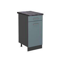 KÜCHENUNTERSCHRANK R-Line Blau-Grau 40 cm, AP Anthrazit - Anthrazit/Blaugrau, Holzwerkstoff (40/81.6/60cm) - Vicco