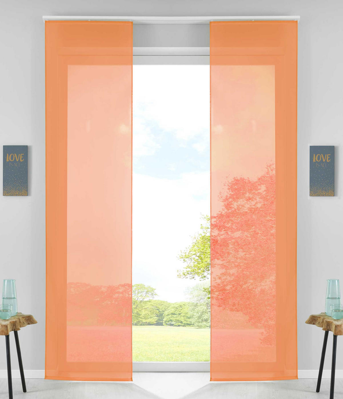 VORHANG 2ER SET HxB 245x60 cm Orange - Orange, Textil (60/245cm) - Gardinenbox