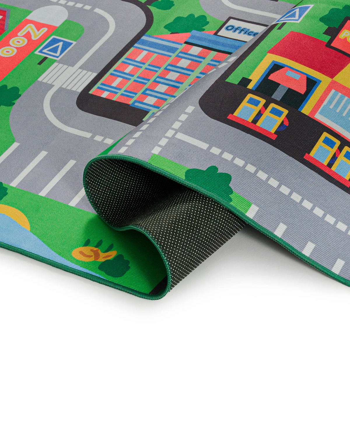 KINDERTEPPICH Bambini Borgo Mazovia 140x200cm Grau Grün Autos Kurzflor - Multicolor, Textil (140/200cm) - Mazovia