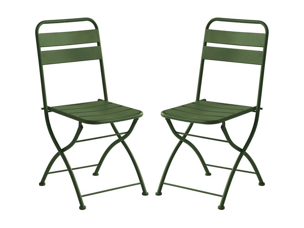 GARTENSTUHL klappbar 2er-Set - Metall - Kaki - MIRMANDE von MYLIA - Olivgrün, Metall (43/87/52.5cm) - Vente-Unique