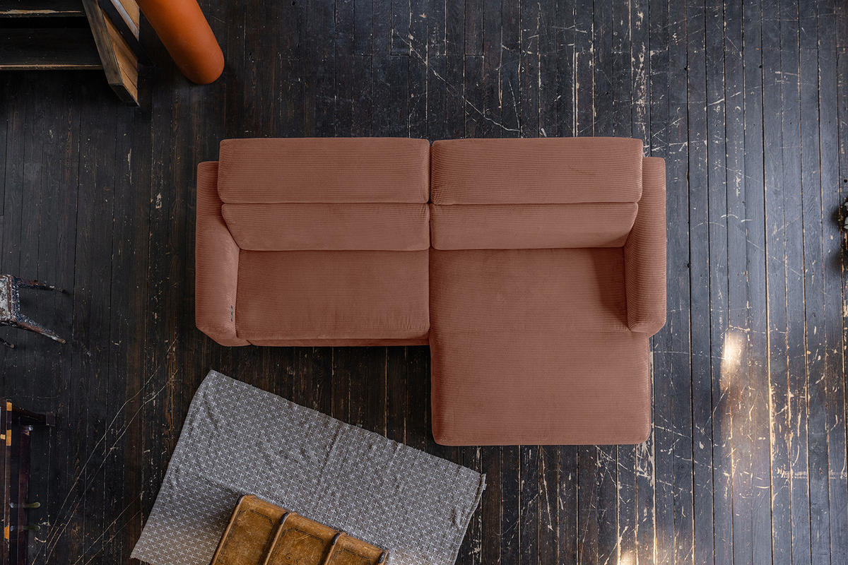 ECKSOFA LAISKA Braun Cord - Dunkelbraun/Schwarz, Textil/Metall (282/177cm) - KAWOLA
