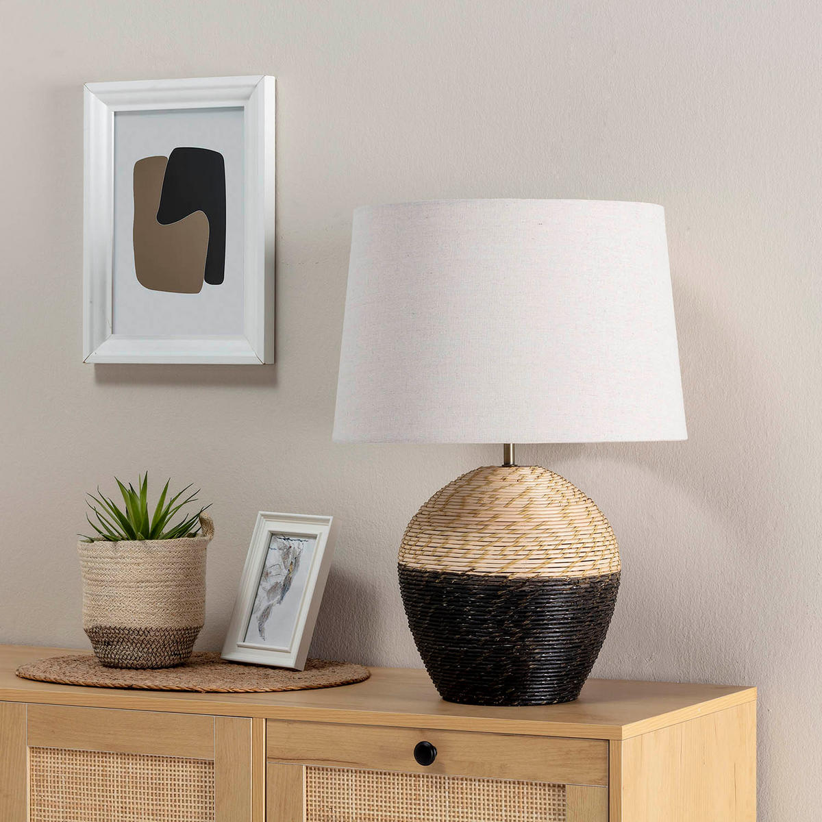 TISCHLEUCHTE 40/40/56 Oyuki - Beige, Naturmaterialien (40/40/56cm) - VS Venta-stock