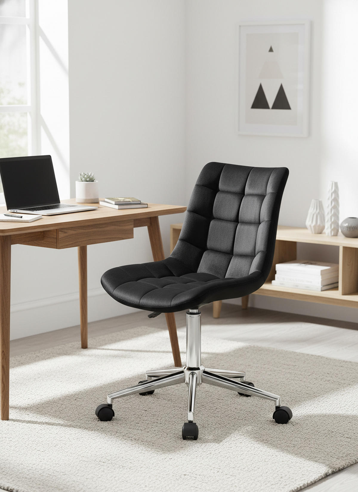 BÜROSTUHL Auronix Samt schwarz - Chromfarben/Schwarz, Metall (46/96/62cm) - TPFLiving