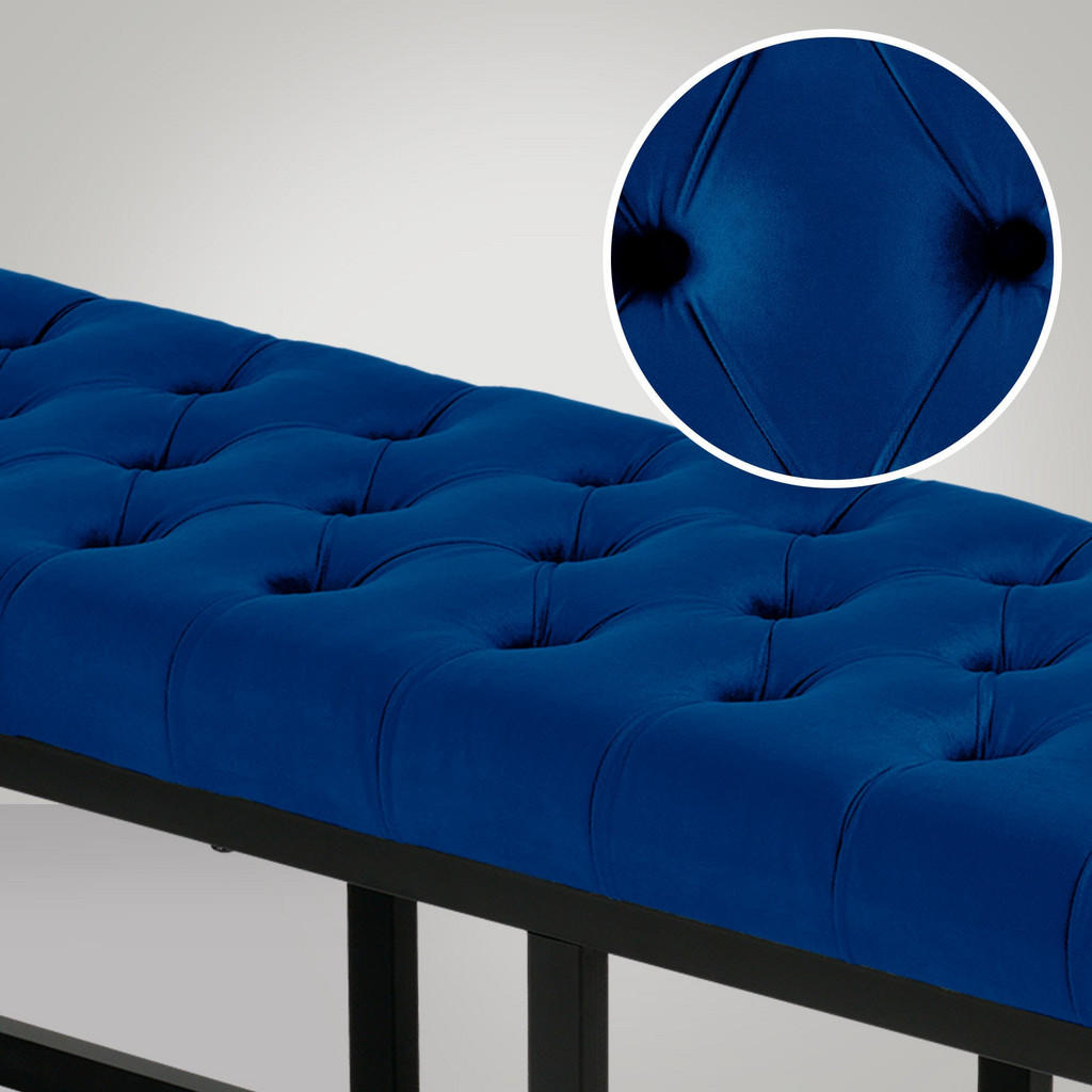 Thumbnail - TPFLiving Sitzbank, Blau, Metall, 120x42x37 cm, Esszimmer, Bänke, Sitzbänke