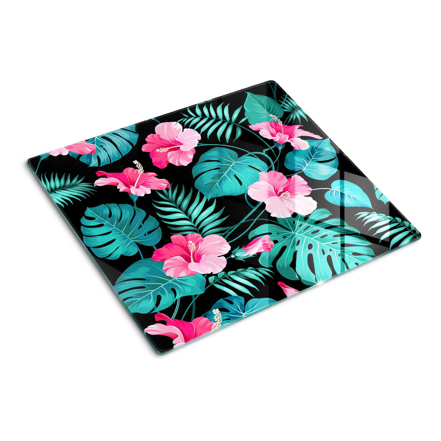 GLASPLATTE 60x52 cm Tropische Blumen - Pink, Glas (60/0.4/52cm) - TULUP