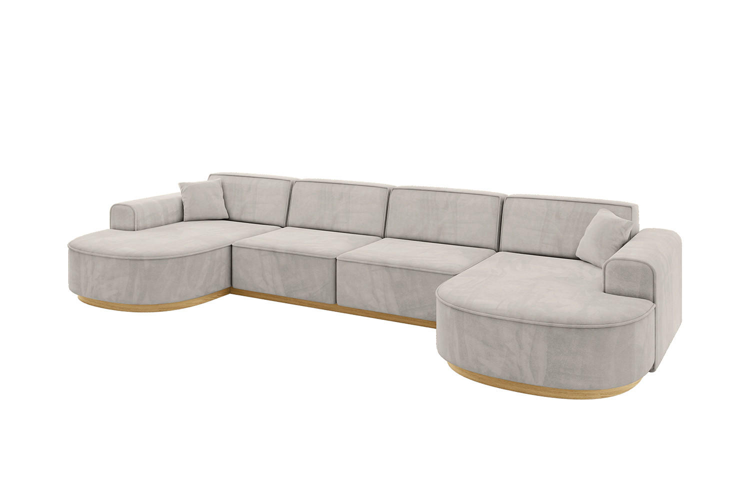 WOHNLANDSCHAFT MARI-U2-v2 - 388x171x83 cm Hellbraun Velours - Hellbraun, Holzwerkstoff/Textil (388/83/171cm) - ALTDECOR