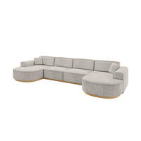 WOHNLANDSCHAFT MARI-U2-v2 - 388x171x83 cm Hellbraun Velours - Hellbraun, Holzwerkstoff/Textil (388/83/171cm) - ALTDECOR