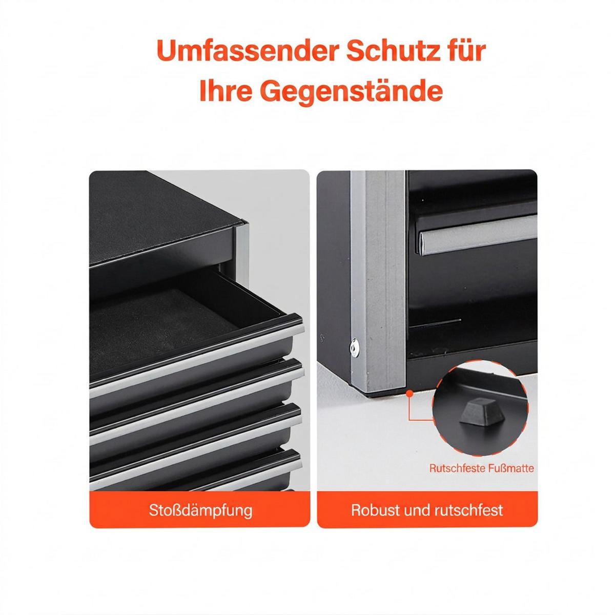 WERKZEUGKOFFER 8,6 Zoll Werkzeugkasten Metall mit 5 Schubladen Tragbare Werkzeugbox Schwarz - Schwarz, Metall (10/10/10cm) - Raelunyi
